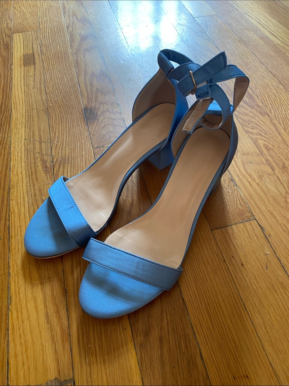 Azazie Steel Blue Satin Heels